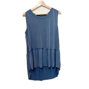 Mote Hi Low Hem‎ Tank Top Womens Size XL Peplum Modal Stretch Blue